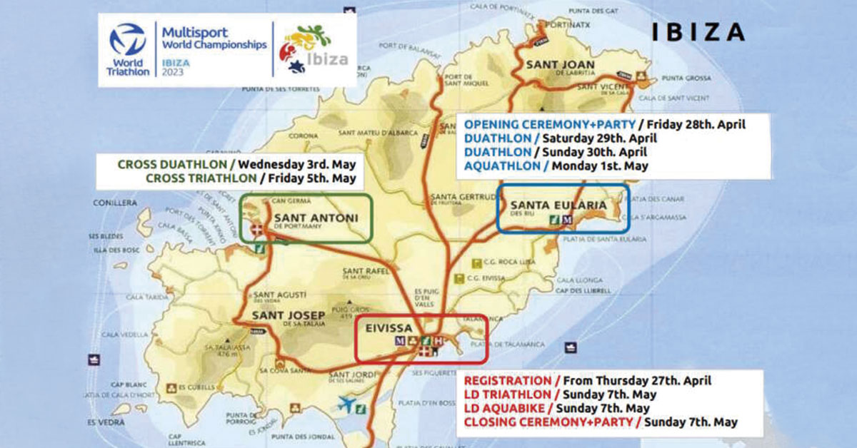 campeonato del mundo de triatlon multideporte ibiza 2023 mapa